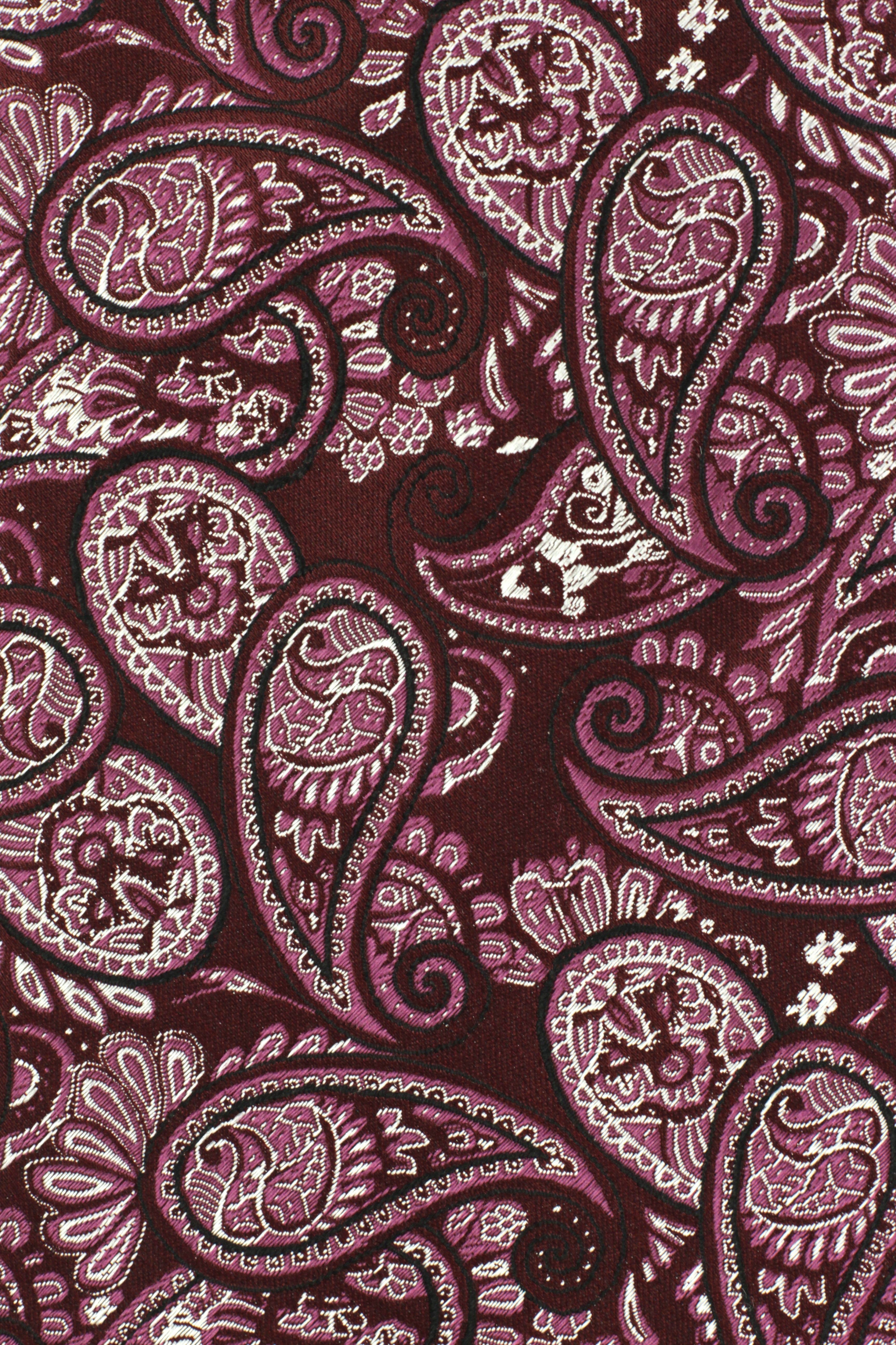 100% Silk XL Tie with Burgundy Paisley Pattern for Big and Tall Men