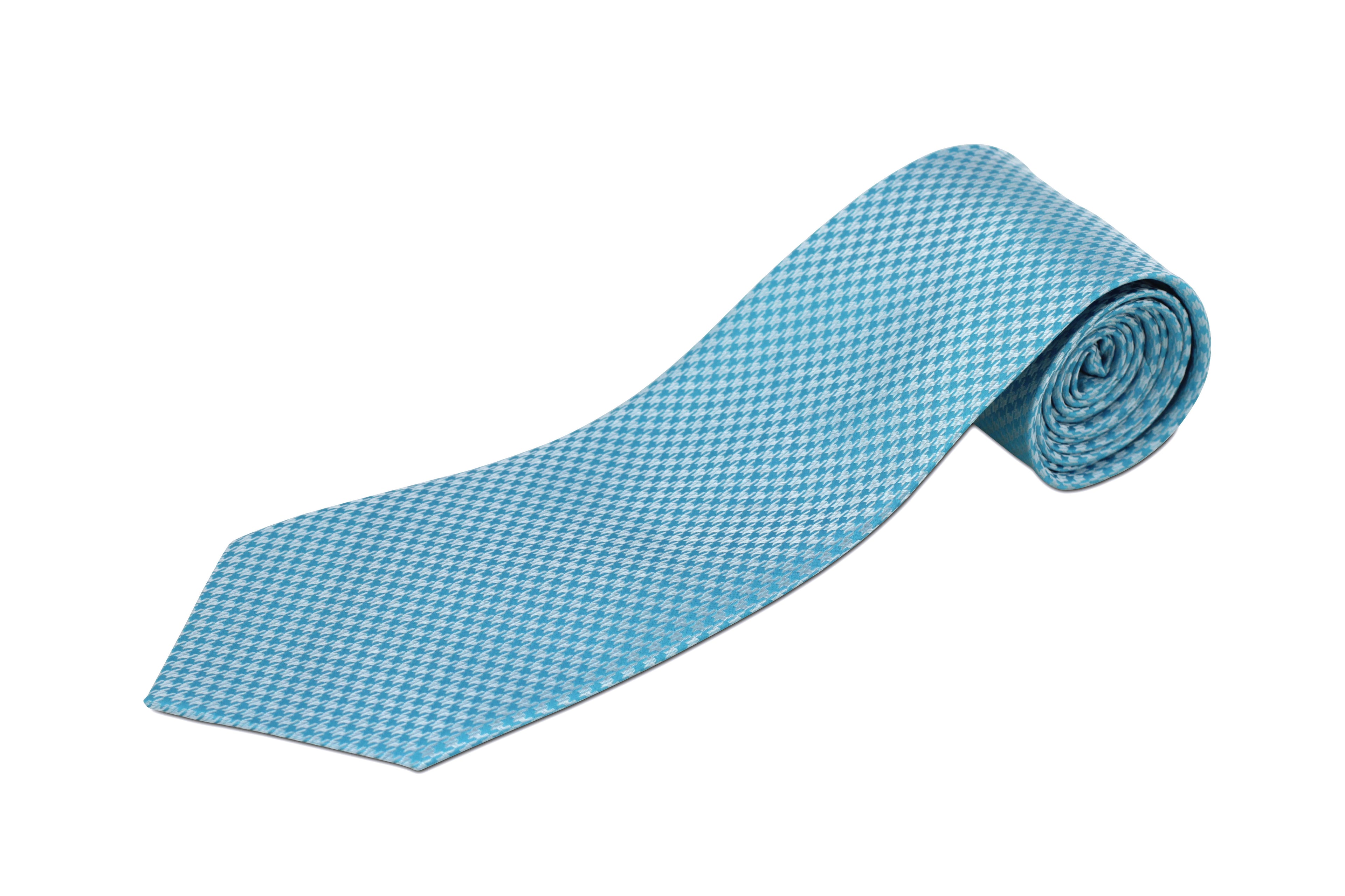 100% Silk Extra Long Tie - Houndstooth Pattern for Big and Tall Men