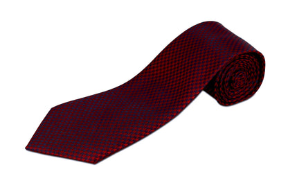 100% Silk Extra Long Tie - Houndstooth Pattern for Big and Tall Men