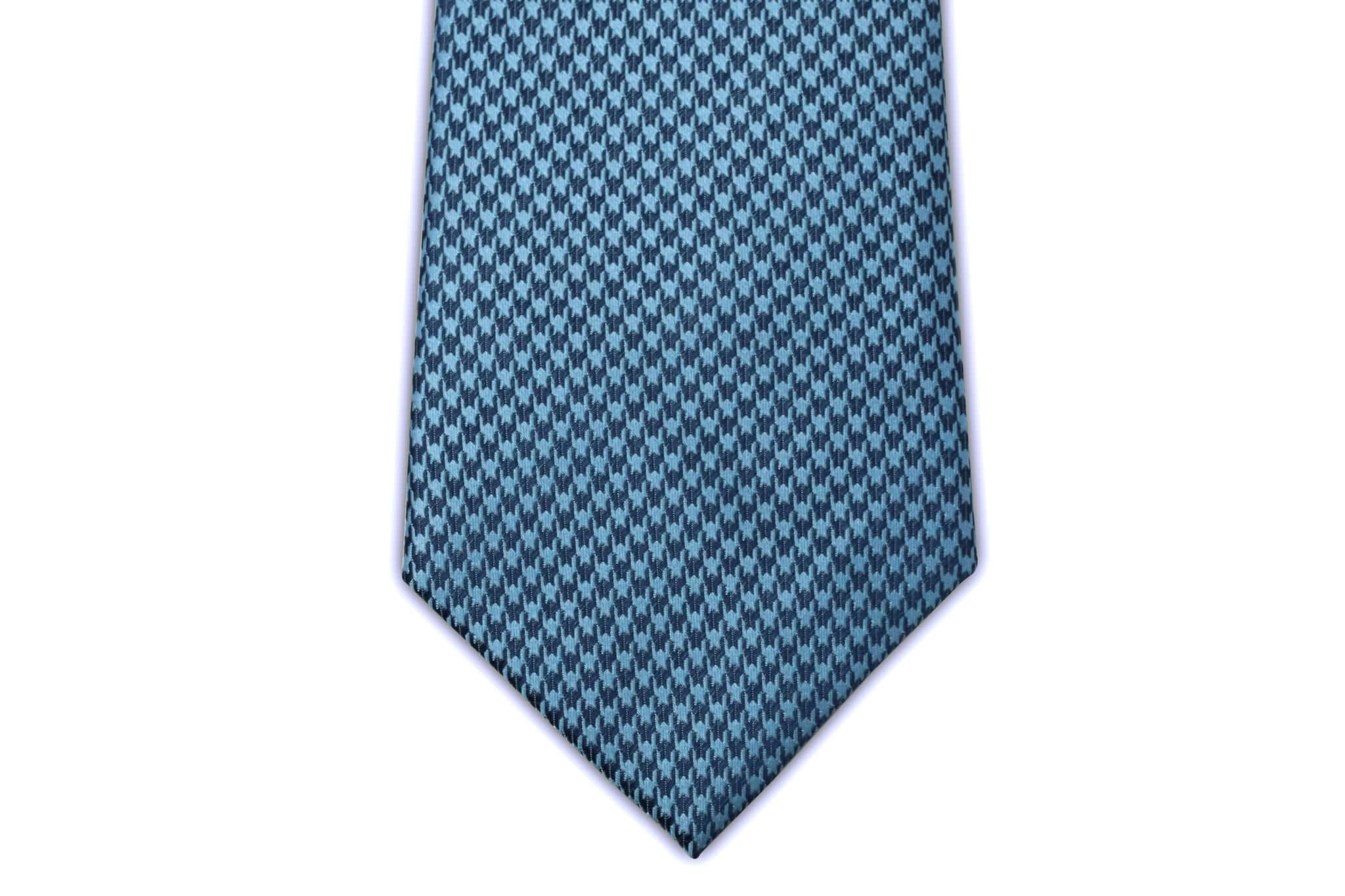 100% Silk Extra Long Tie - Houndstooth Pattern for Big and Tall Men