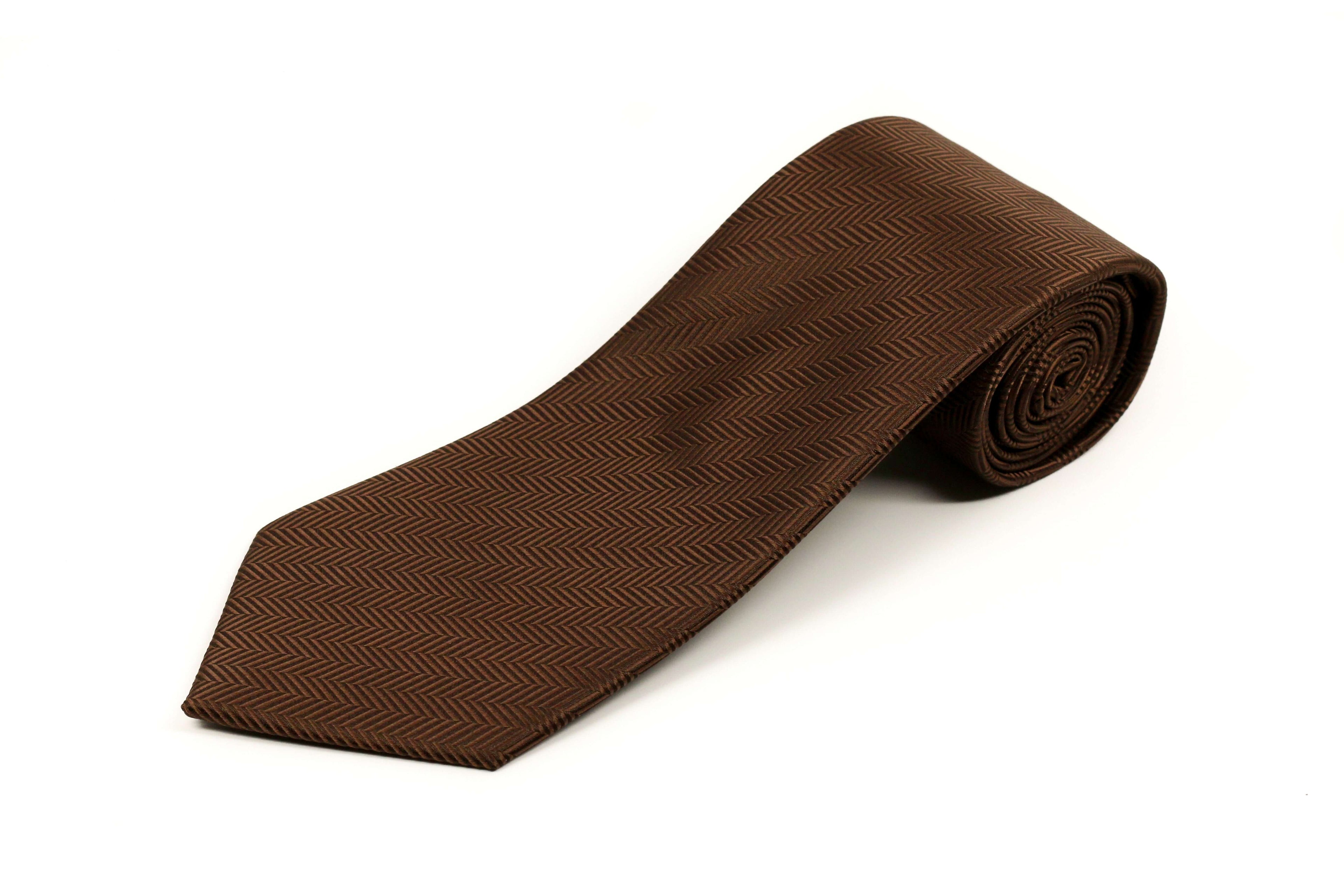 brown herringbone silk pattern xl tie