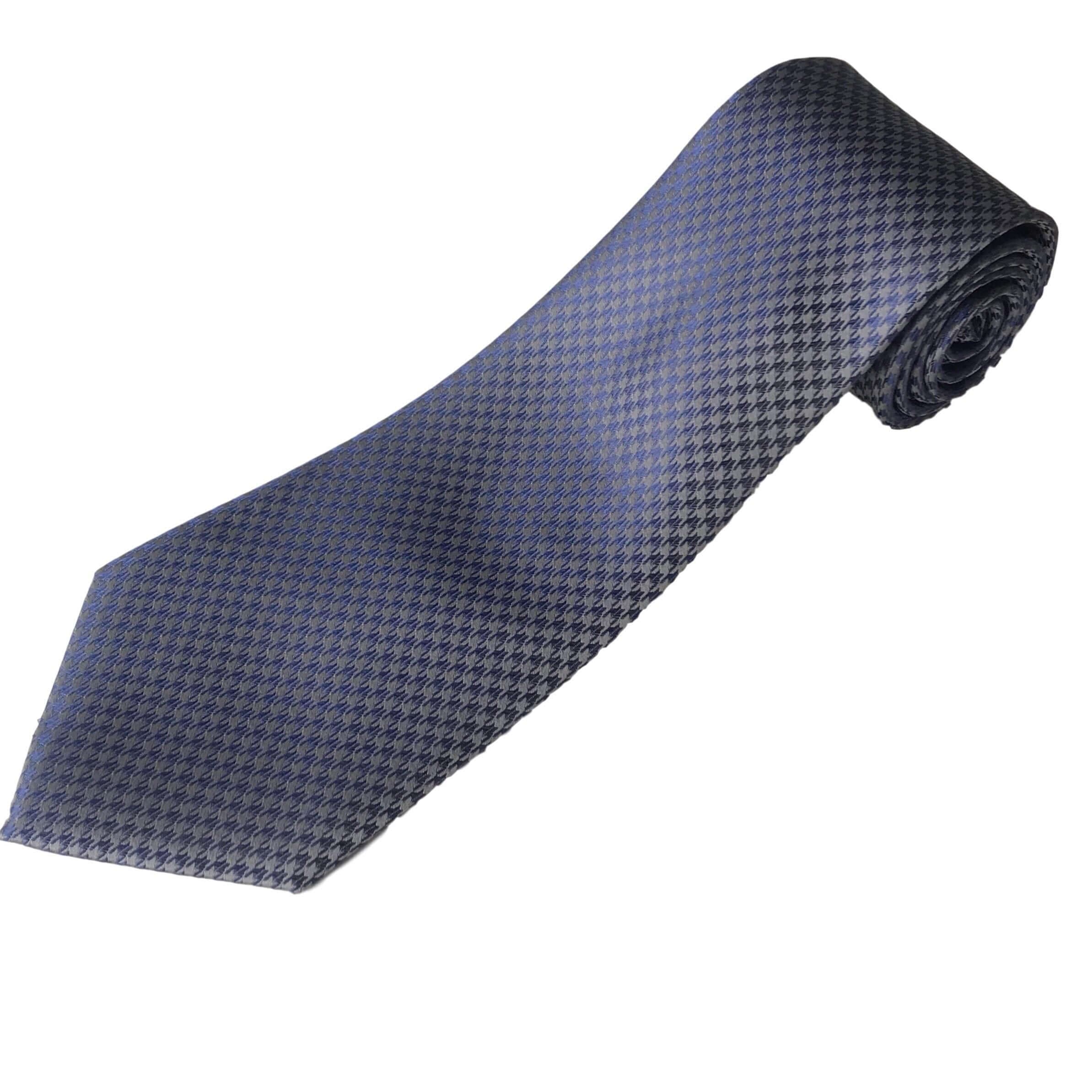 100% Silk Extra Long Tie - Houndstooth Pattern for Big and Tall Men