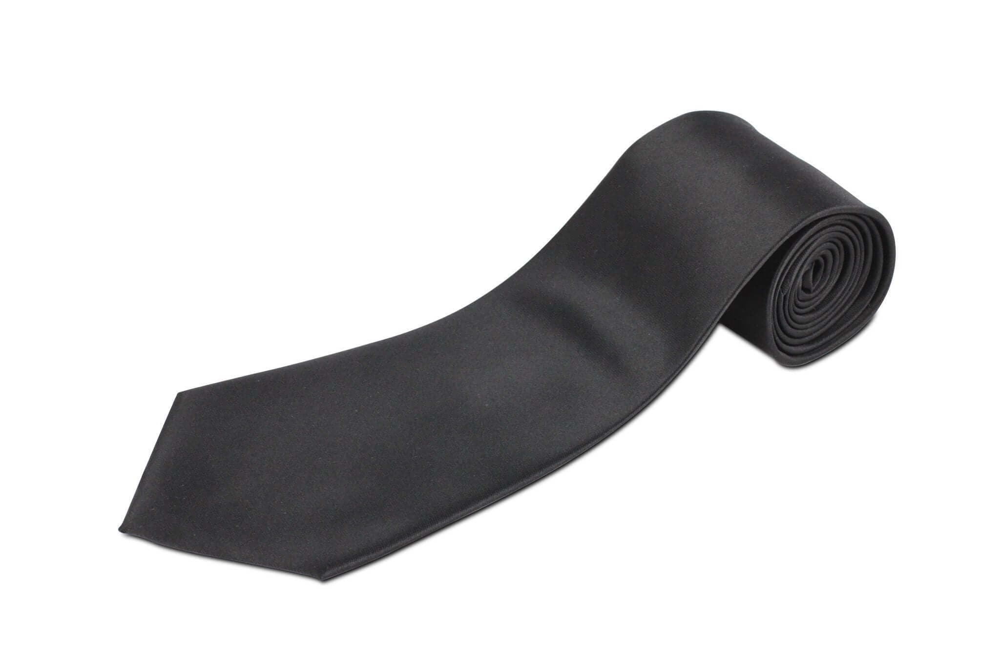 Skinny Trendy Black Silk Necktie for Tall Men