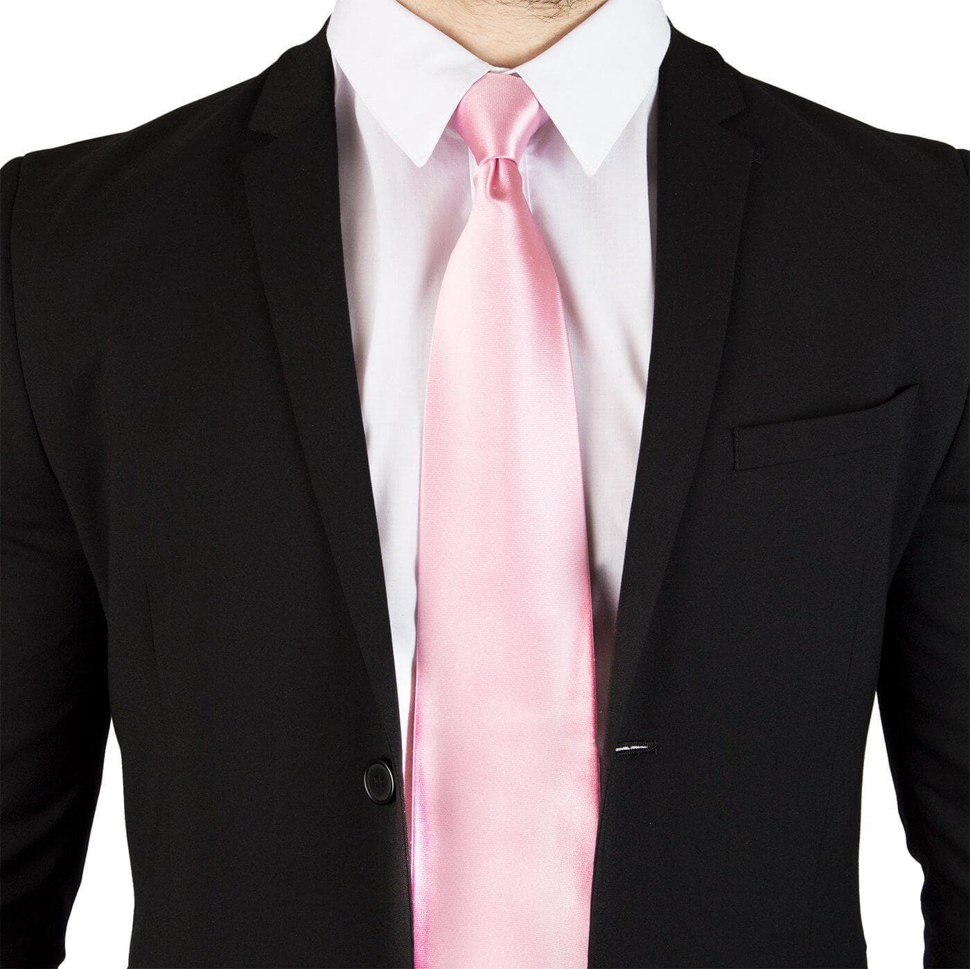 Extra Long Ties - 100% Silk Extra Long Solid Pink Tie