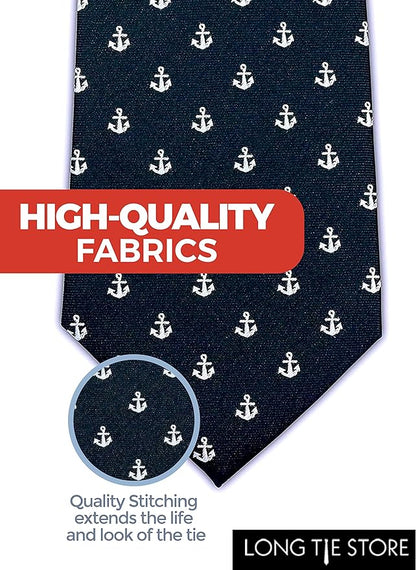 100% Silk Extra Long Navy Blue Fox Novelty Tie for Tall Men, 63&quot; XL