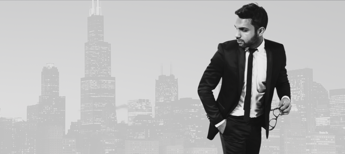 tall man wearing skinny black necktie