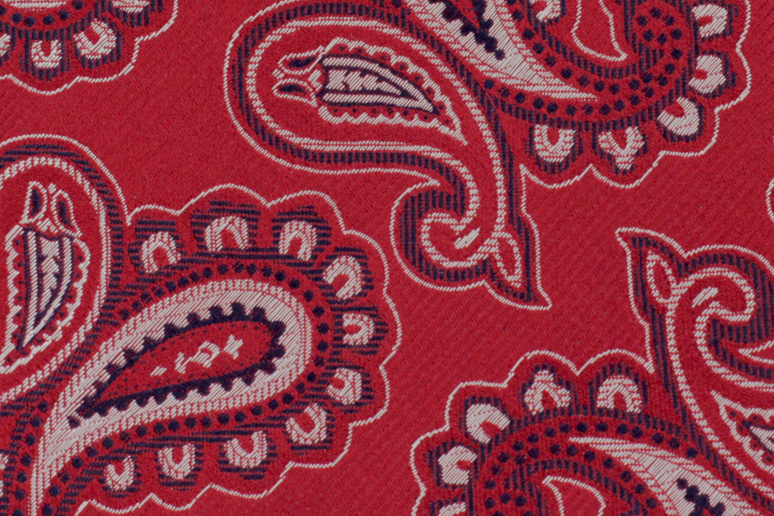 100% Silk Extra Long Red Paisley Tie for Big and Tall Men
