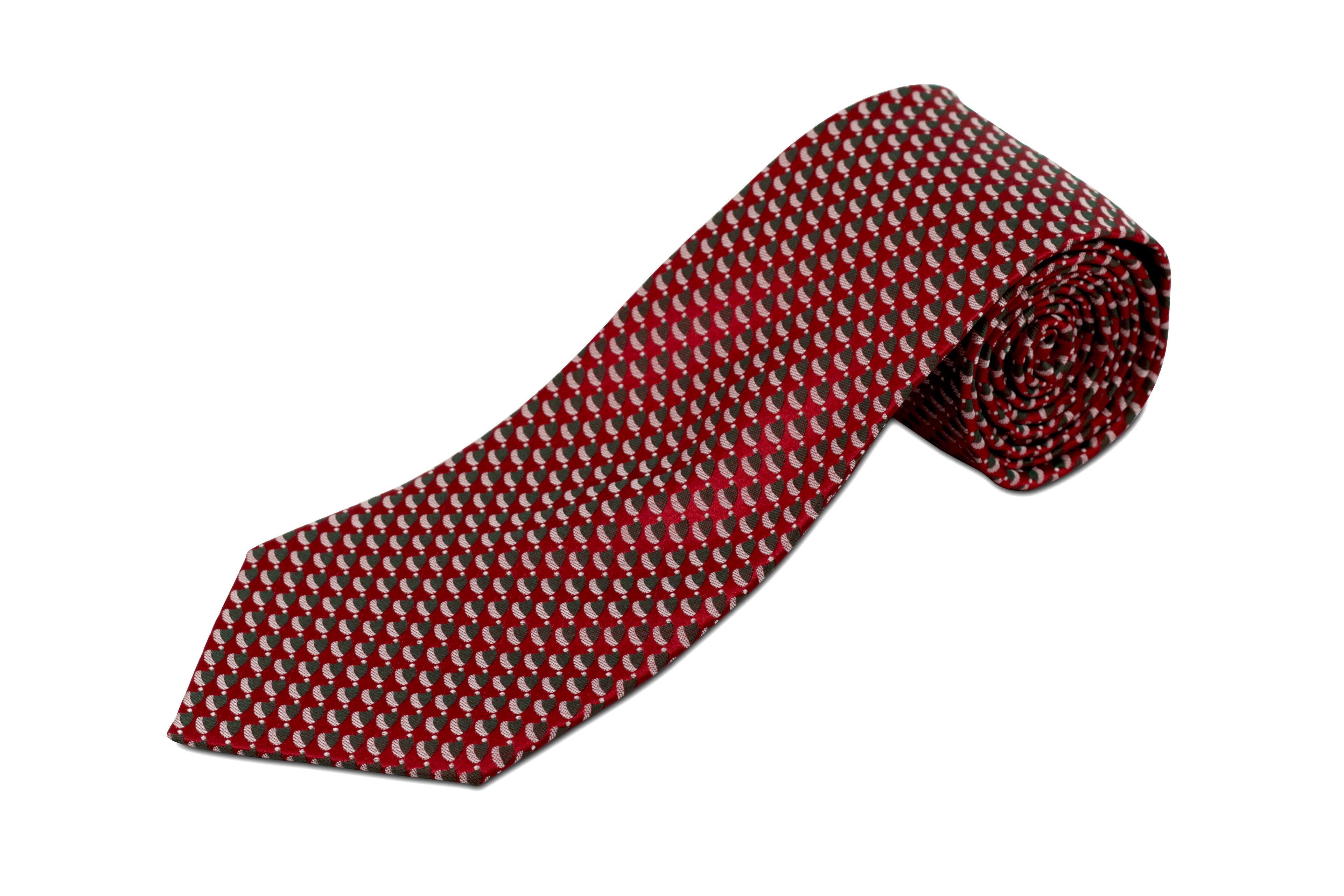 100% Silk Extra Long Tie - Red with Santa Hats for Big and Tall Men