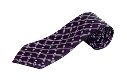 100% Silk Extra Long Diamond Patterned Tie for Big and Tall Men