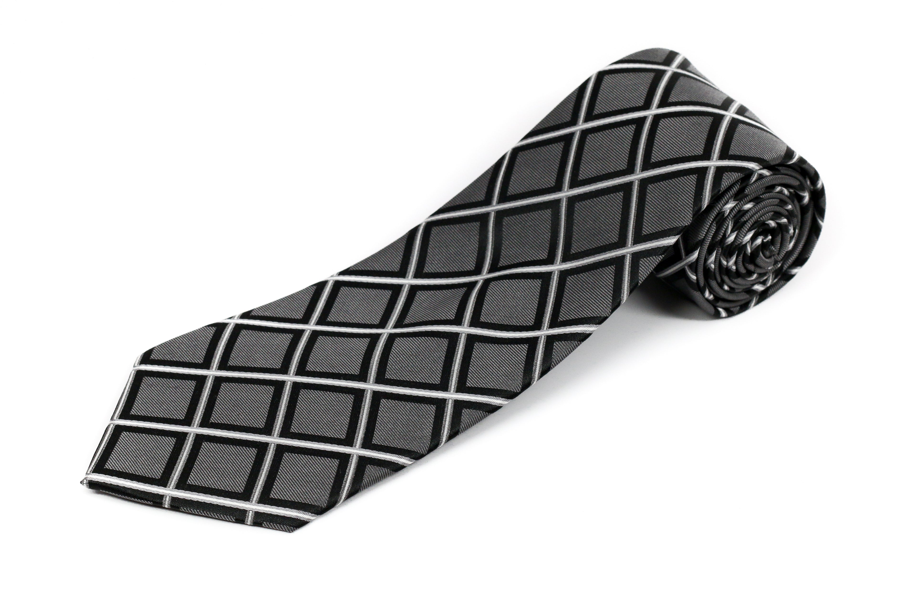 100% Silk Extra Long Square Patterned Tie for Big and Tall Men