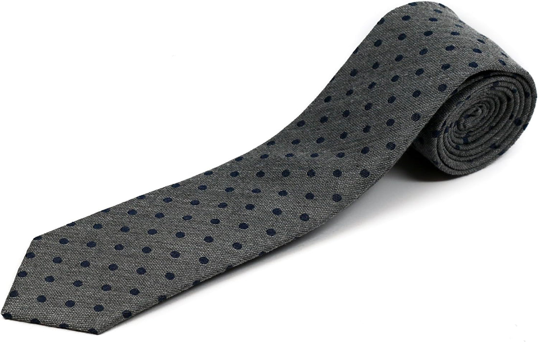 Extra Long Skinny Tie for Big and Tall Men – Silk/Wool Blend – Blue/Gray – 63&quot; XL