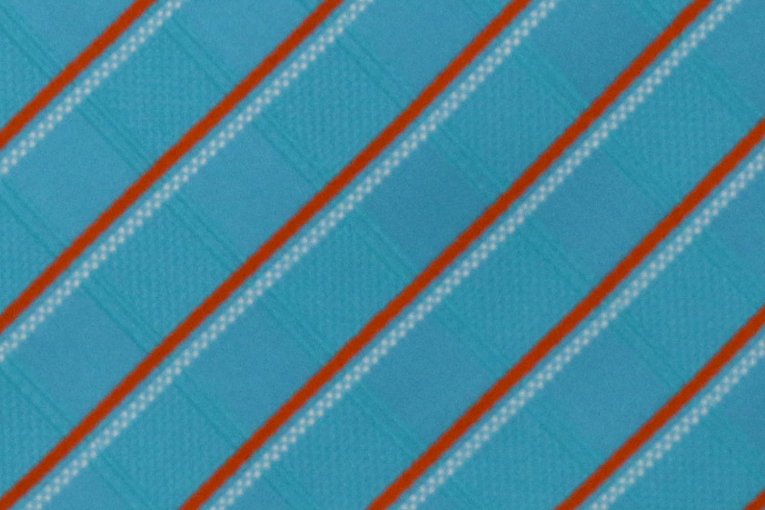100% Silk Extra Long Teal Necktie with Orange Stripes (63 Inches)