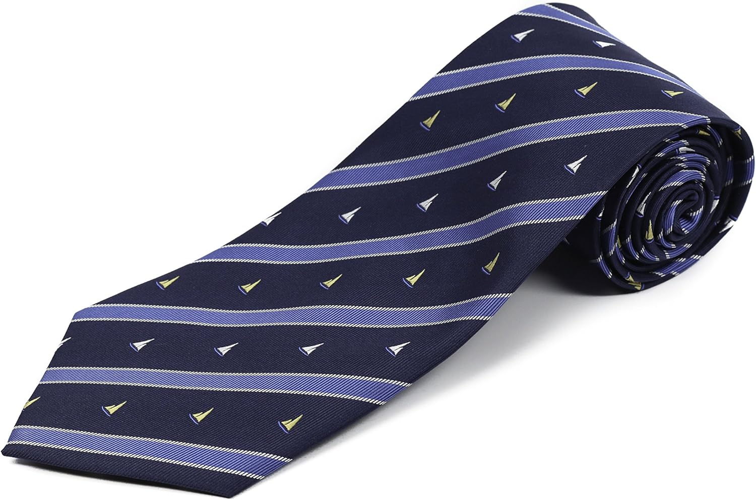 100% Silk Extra Long Necktie for Tall Men | 63 Inches Long 3.75 Inches Wide | Blue Silk with Sailboat Pattern