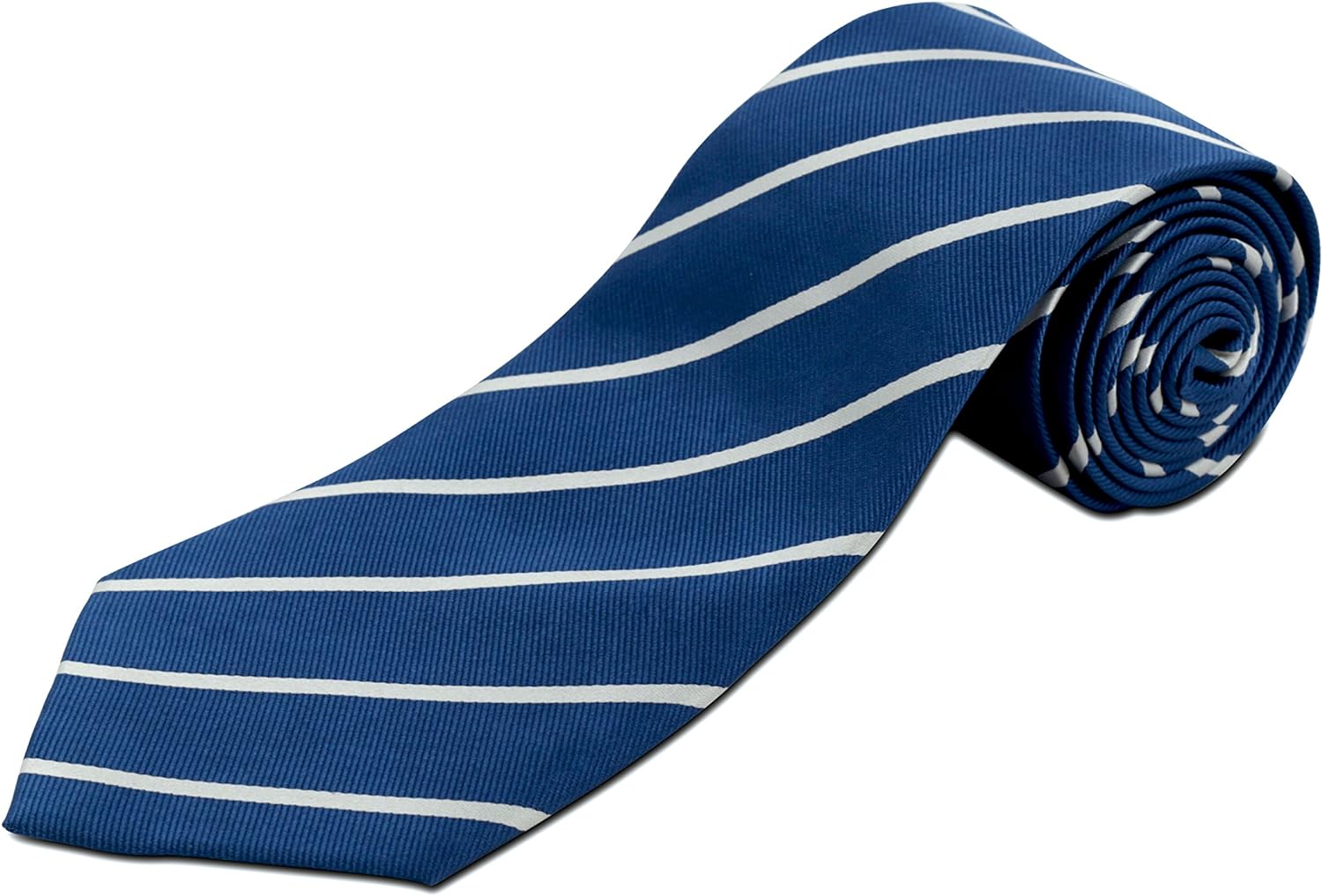 100% Silk Extra Long Necktie for Tall Men | 63&quot; Long 3.75&quot; Wide | Blue and Silver Stripes