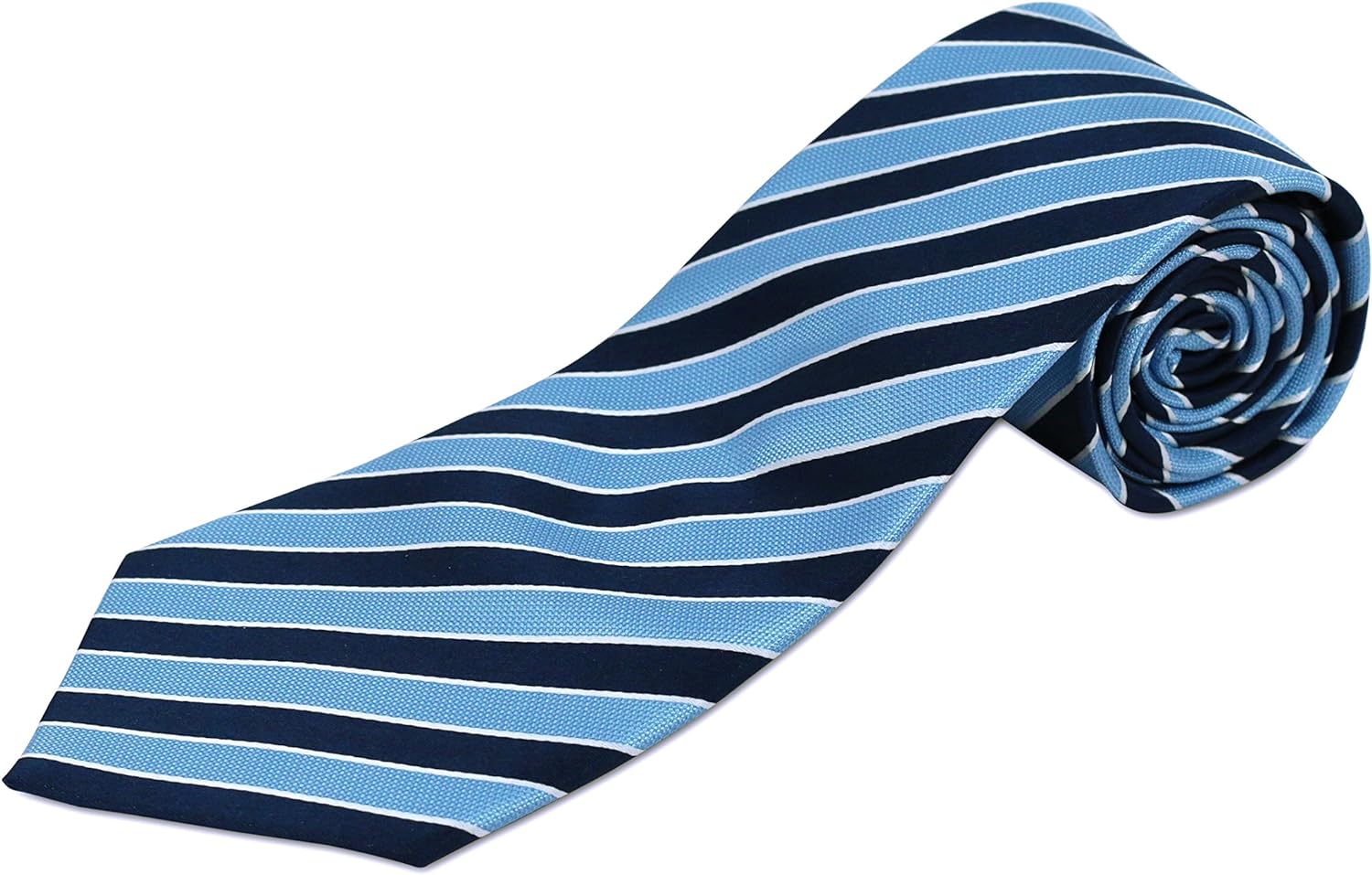 Extra Long Silk Necktie for Tall Men | 63&quot; Long 3.75&quot; Wide | Navy and Baby Blue Stripes
