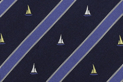 100% Silk Extra Long Necktie for Tall Men | 63 Inches Long 3.75 Inches Wide | Blue Silk with Sailboat Pattern