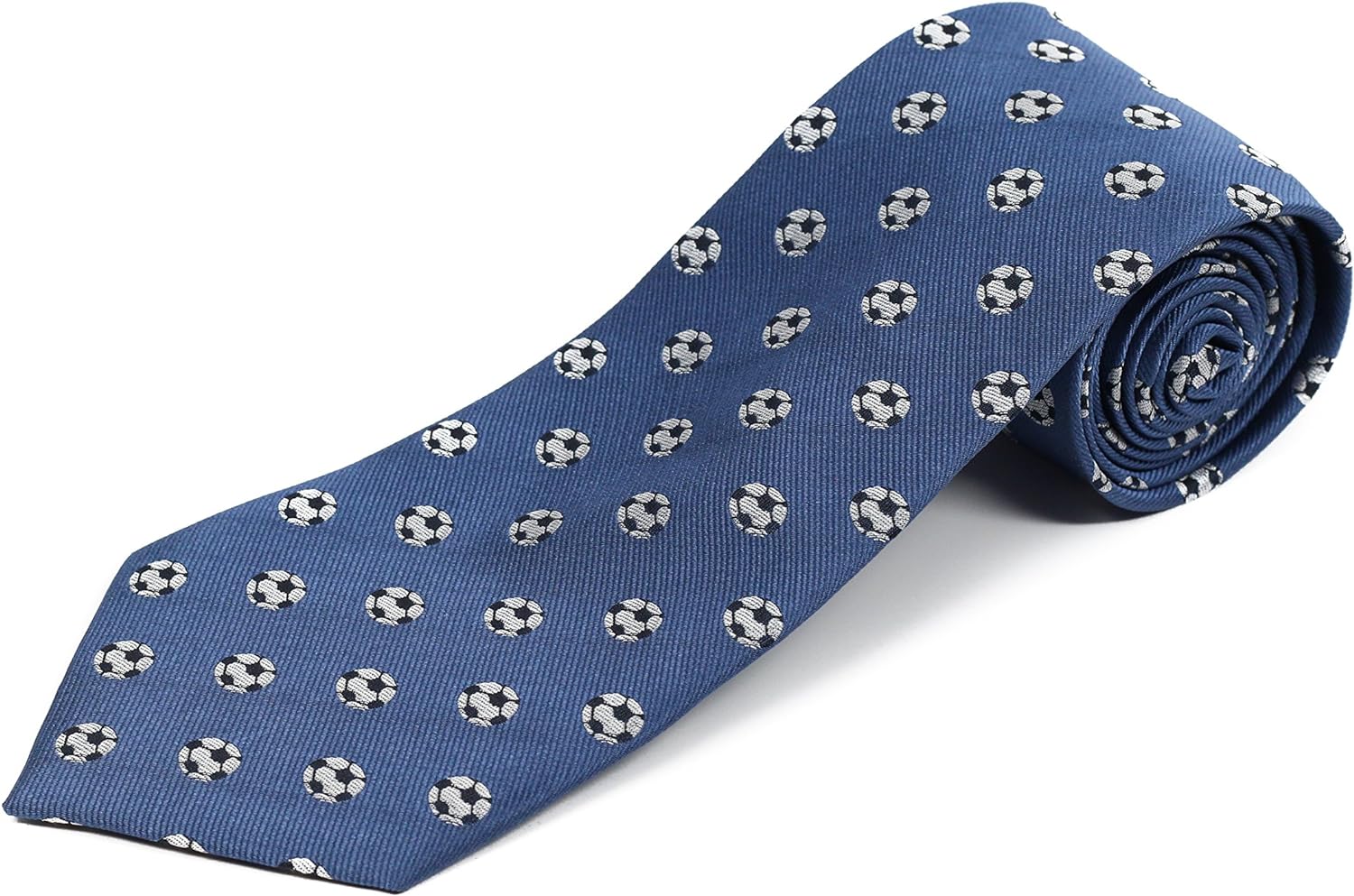 100% Silk Extra Long Blue Soccer Ball Novelty Tie for Tall Men, 63&quot; XL