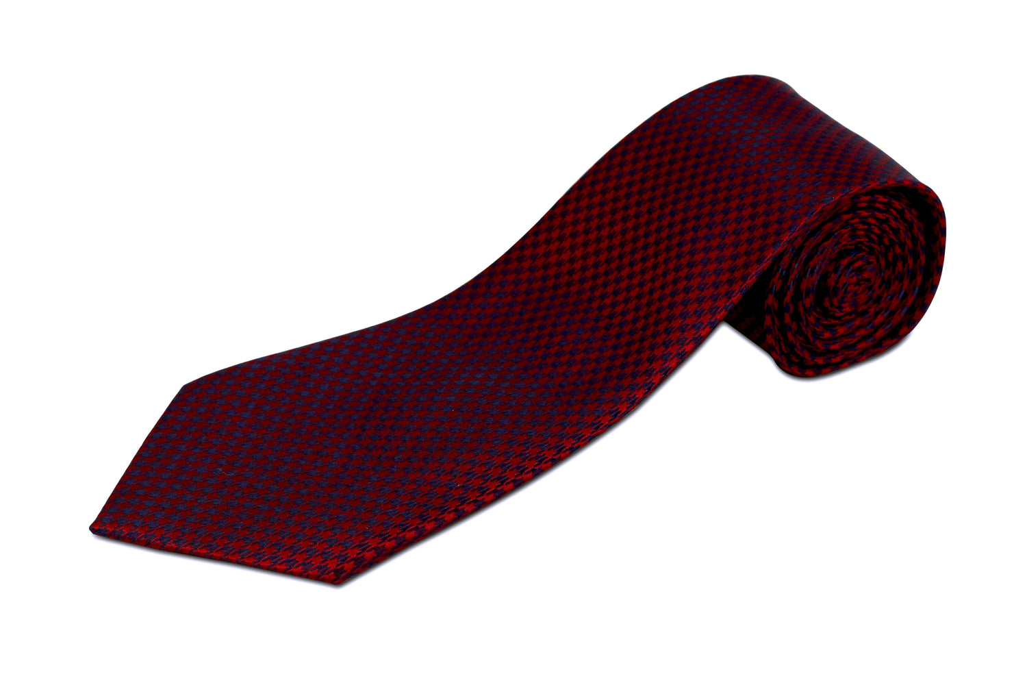100% Silk Extra Long Tie - Houndstooth Pattern for Big and Tall Men