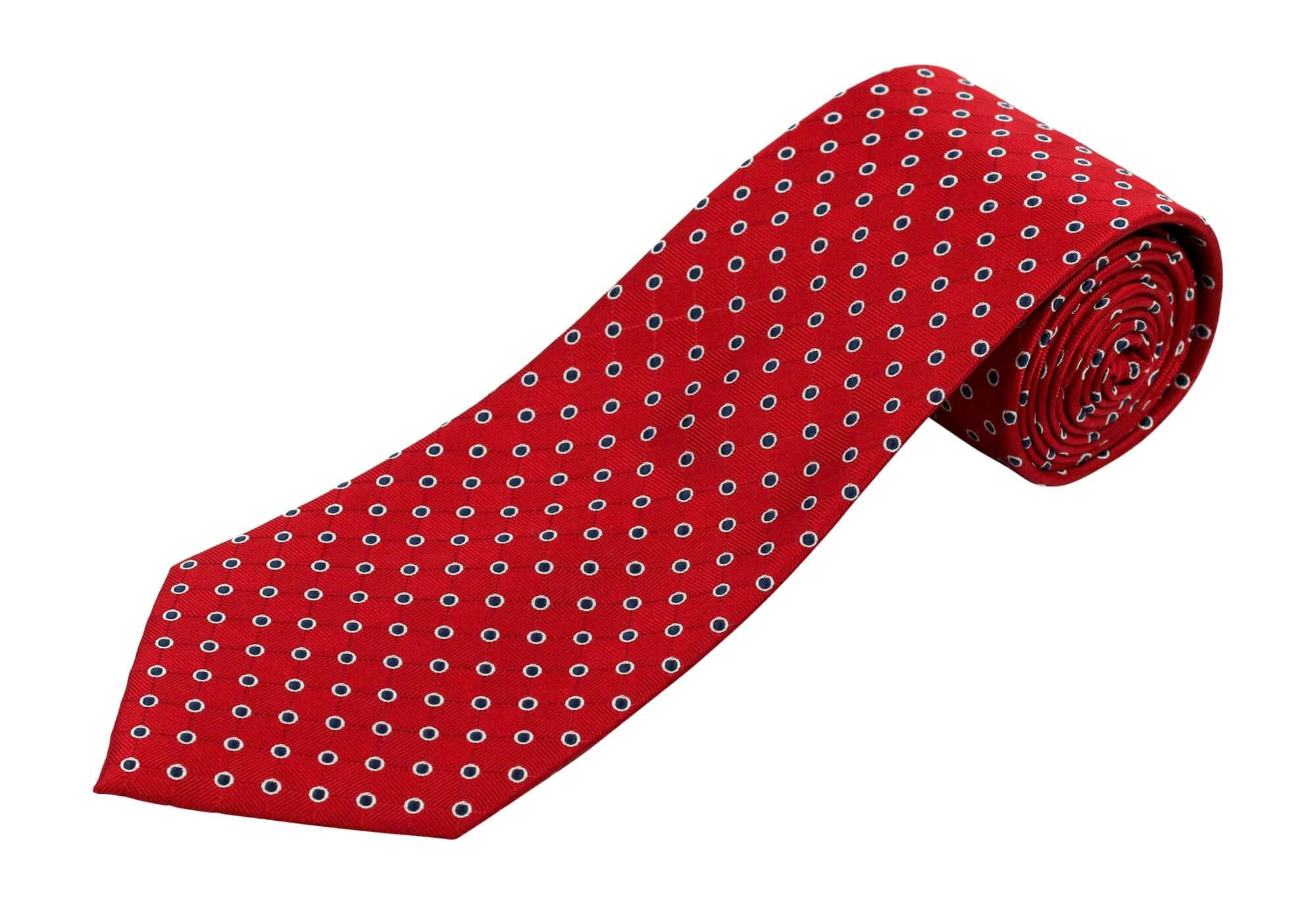Extra Long Tie for Tall Men - Scarlet Red with Dots