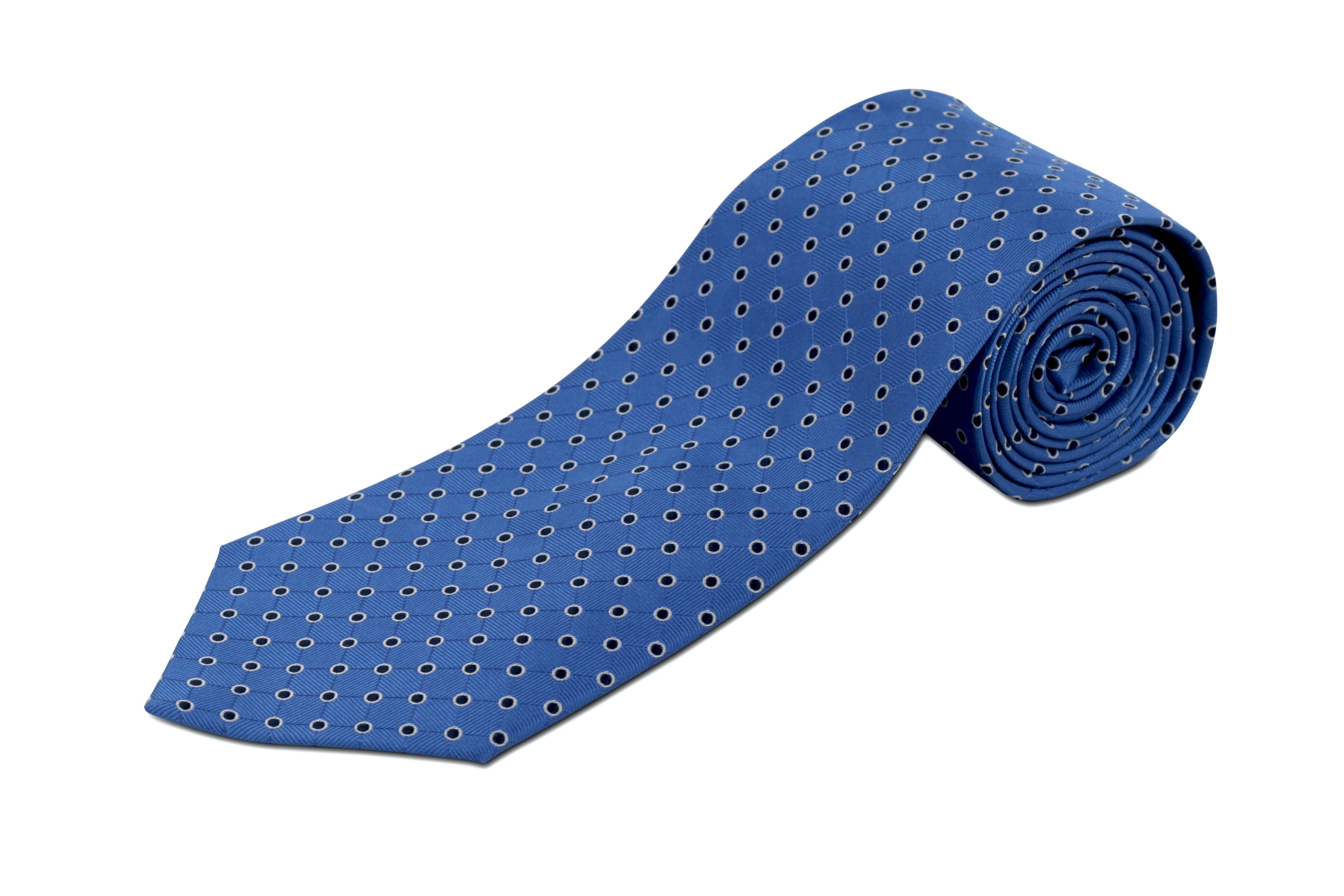 Extra Long Tie for Tall Men - Royal Blue with Dots