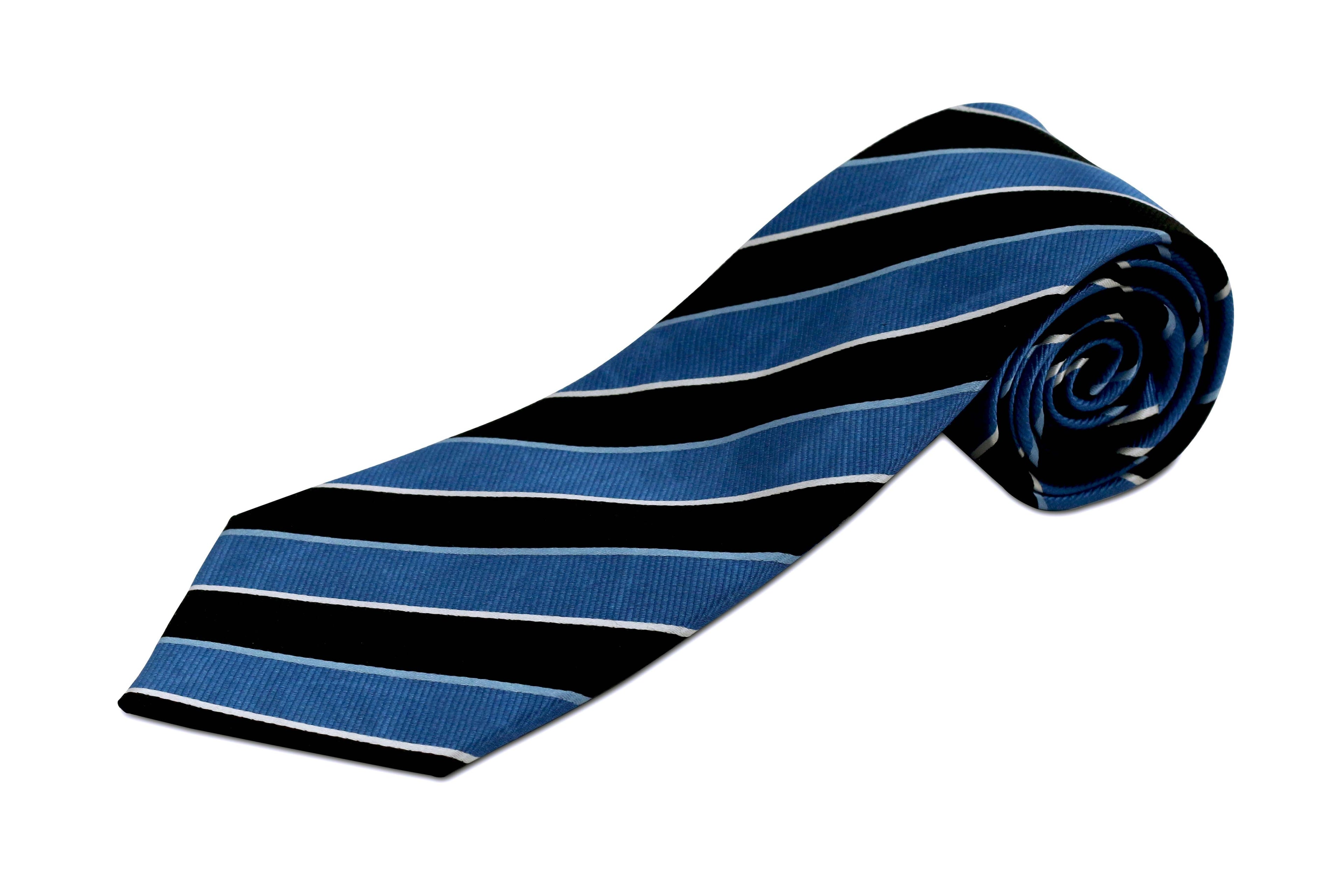 Extra Long Tie For Tall Men - Blue and Black Stripes