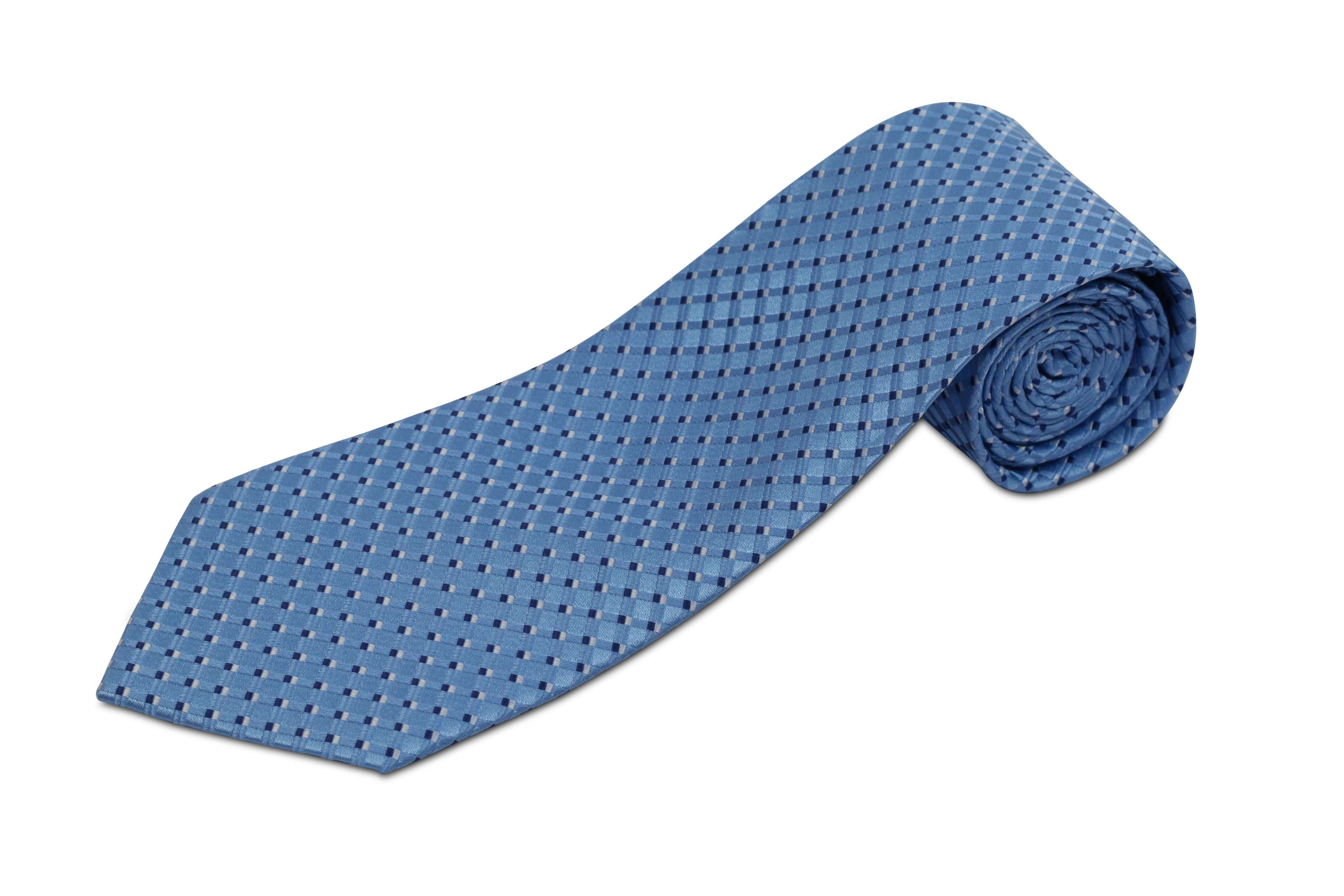 Extra Long Silk Necktie for Tall Men - Light Baby Blue Pattern