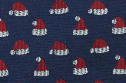 Blue Santa Claus Christmas silk fabric zoom detail