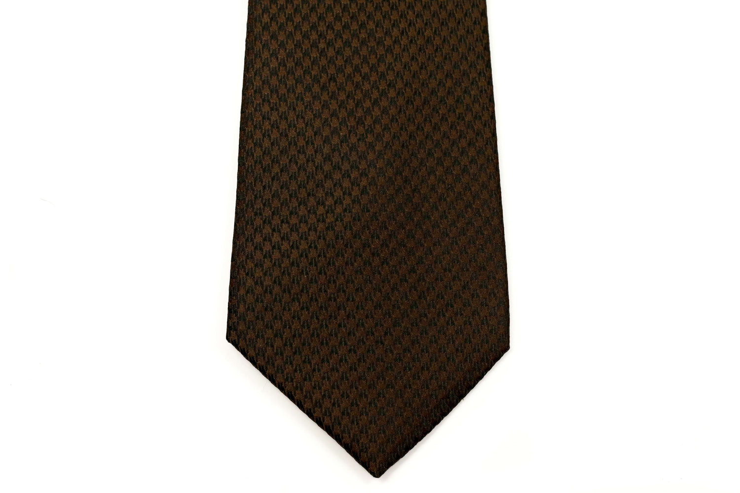100% Silk Extra Long Tie - Brown and Black Houndstooth Pattern for Big and Tall Men