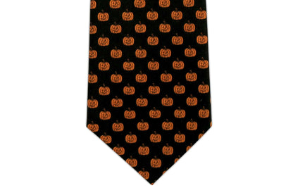 100% Silk Extra Long Tie with Jack-o-lantern Halloween Novelty Tie for Big and Tall Men