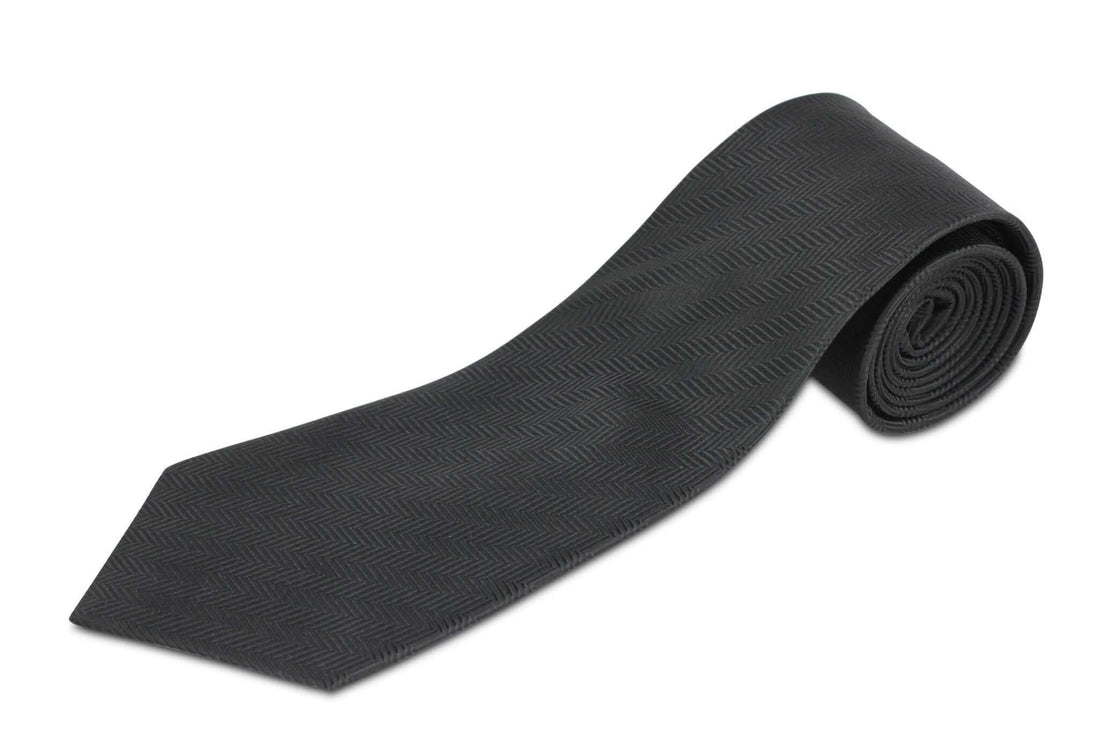 black solid herringbone xl necktie