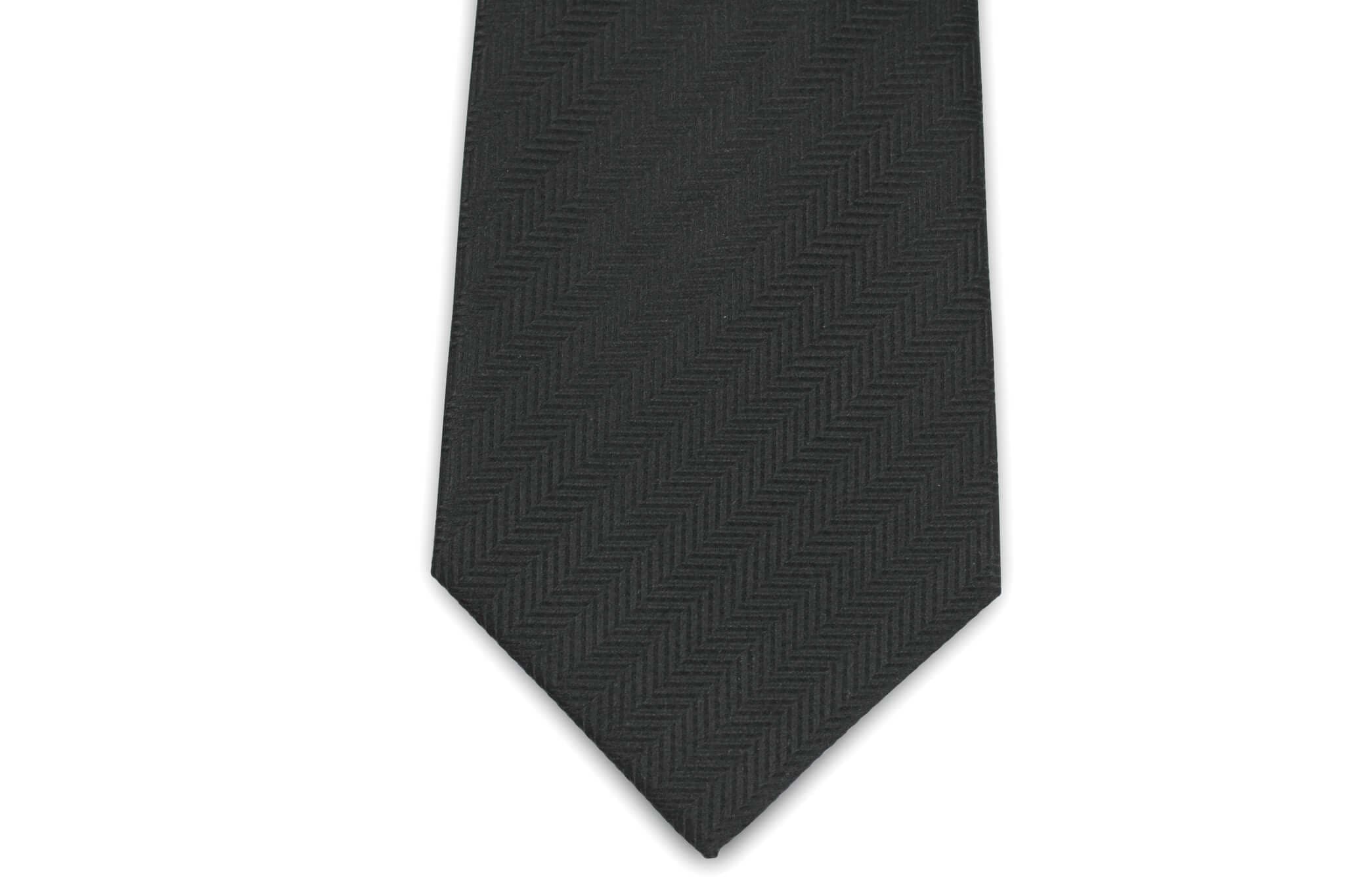 black silk herringbone tall necktie close-up image