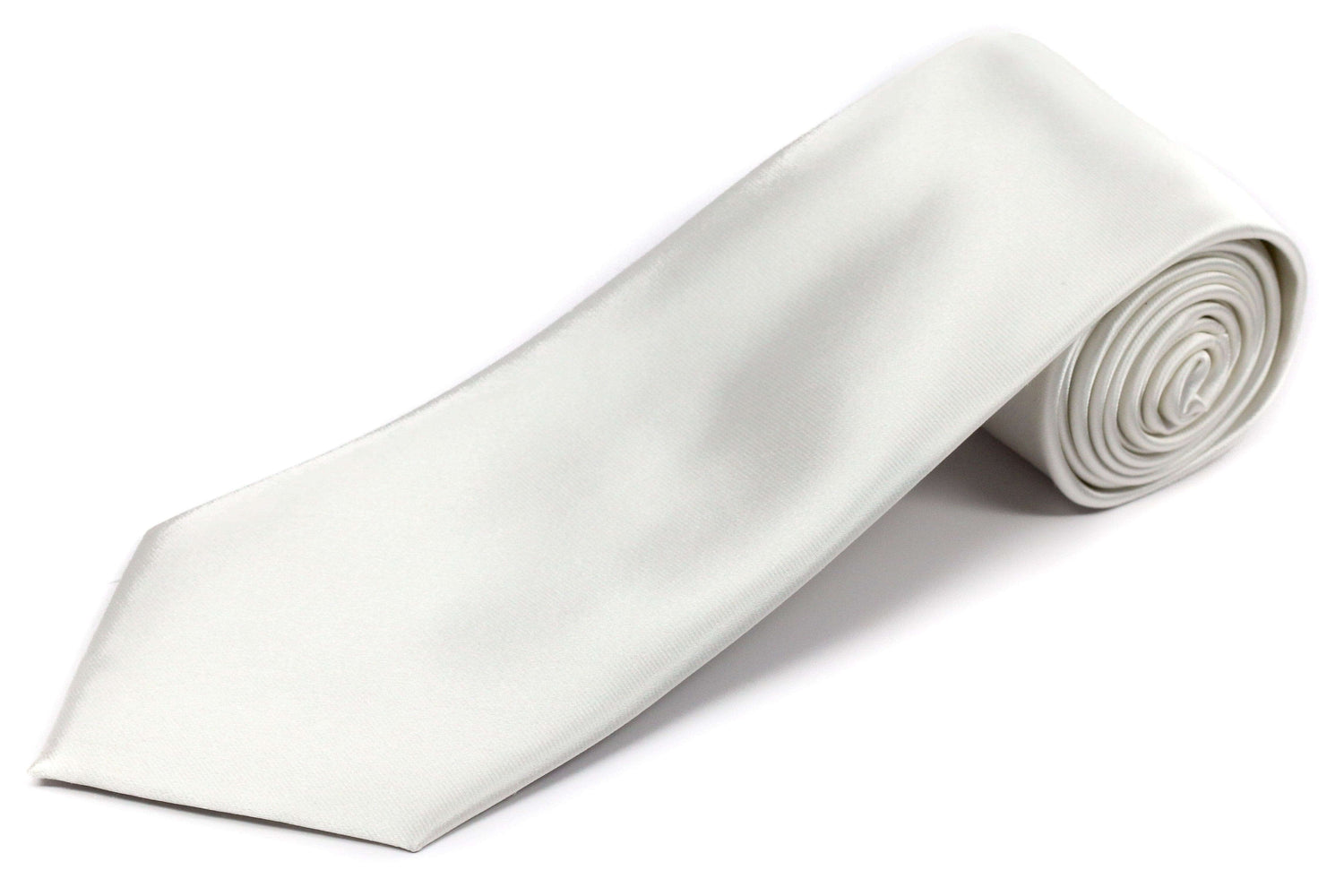 XL Solid White Silk Necktie for Tall Men - Wedding 