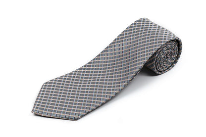 Extra Long Silk Necktie for Tall Men - Silver Gray Pattern