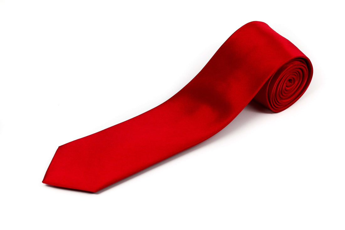 XL Skinny Narrow Scarlet Red Silk Necktie for Tall Men