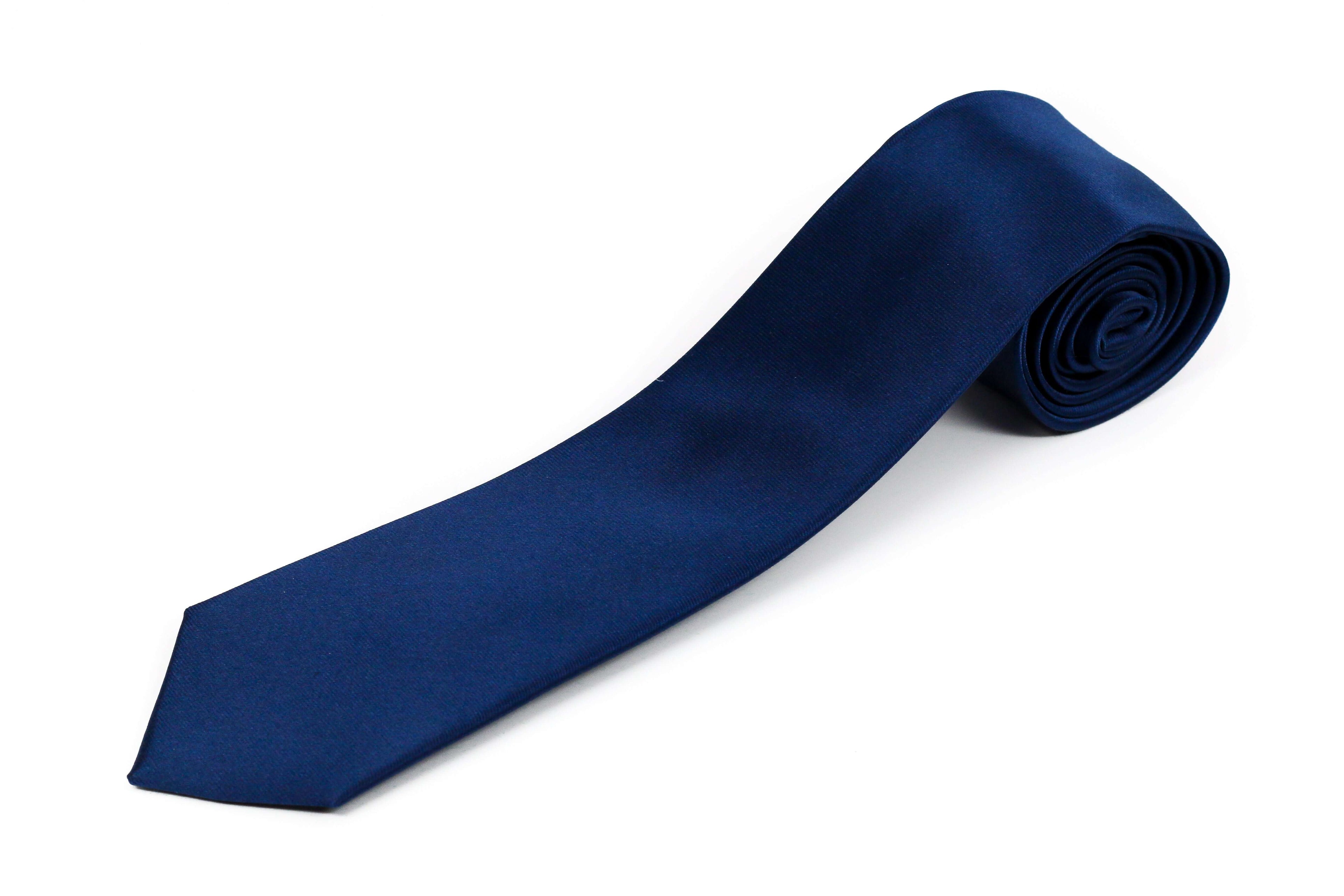 XL Skinny Narrow Navy Blue Silk Tie