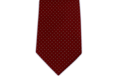Extra Long Ties - 100% Silk Extra Long Red Tie With Silver Dots