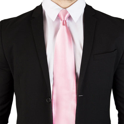 Extra Long Ties - 100% Silk Extra Long Solid Pink Tie