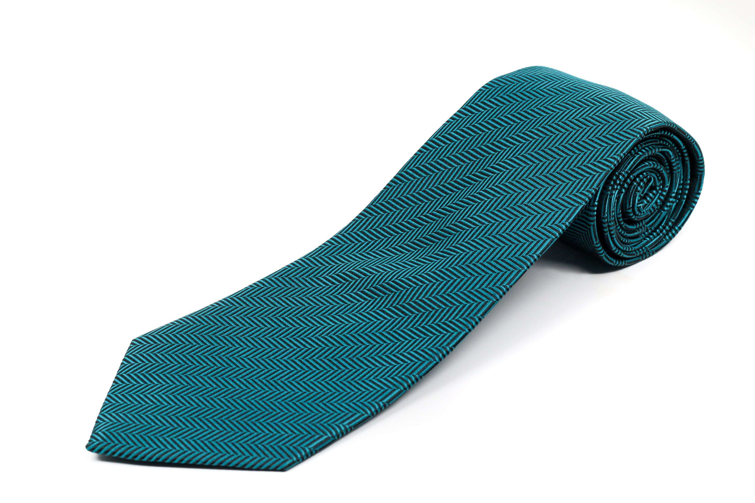 Extra Long Teal Herringbone Pattern Necktie for Tall Men