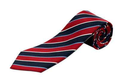 Navy & Silver Stripe Navy Blue Extra Long Tie