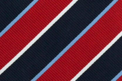 Red and Navy Striped Silk Fabric Detail Zoom Shot