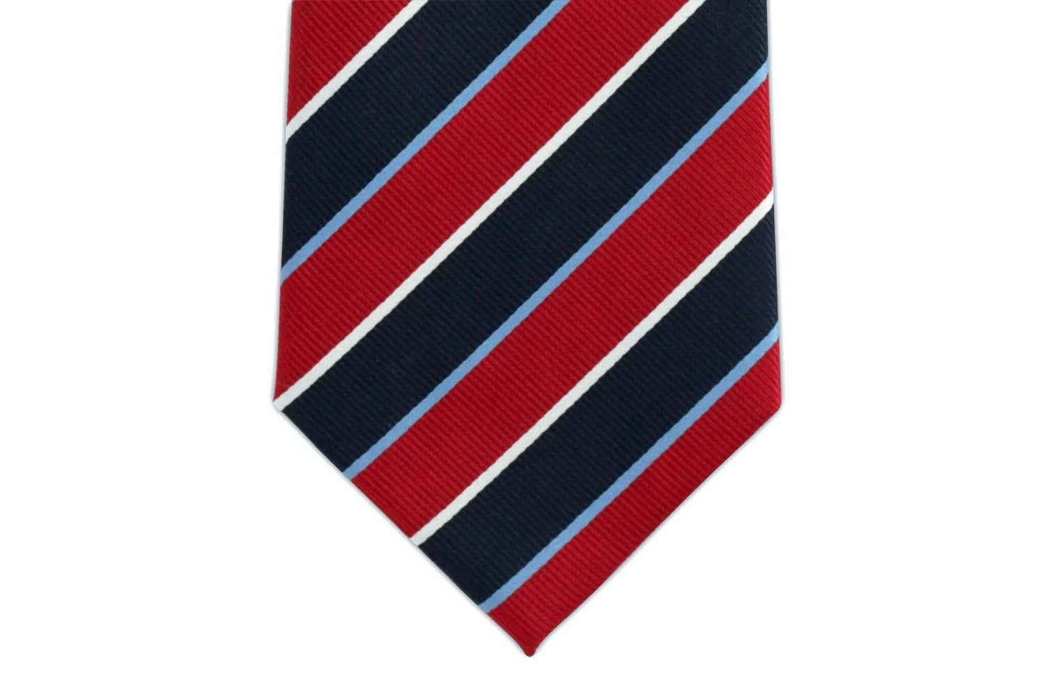 Extra Long Ties - 100% Silk Extra Long Tie With Red And Navy Stripes
