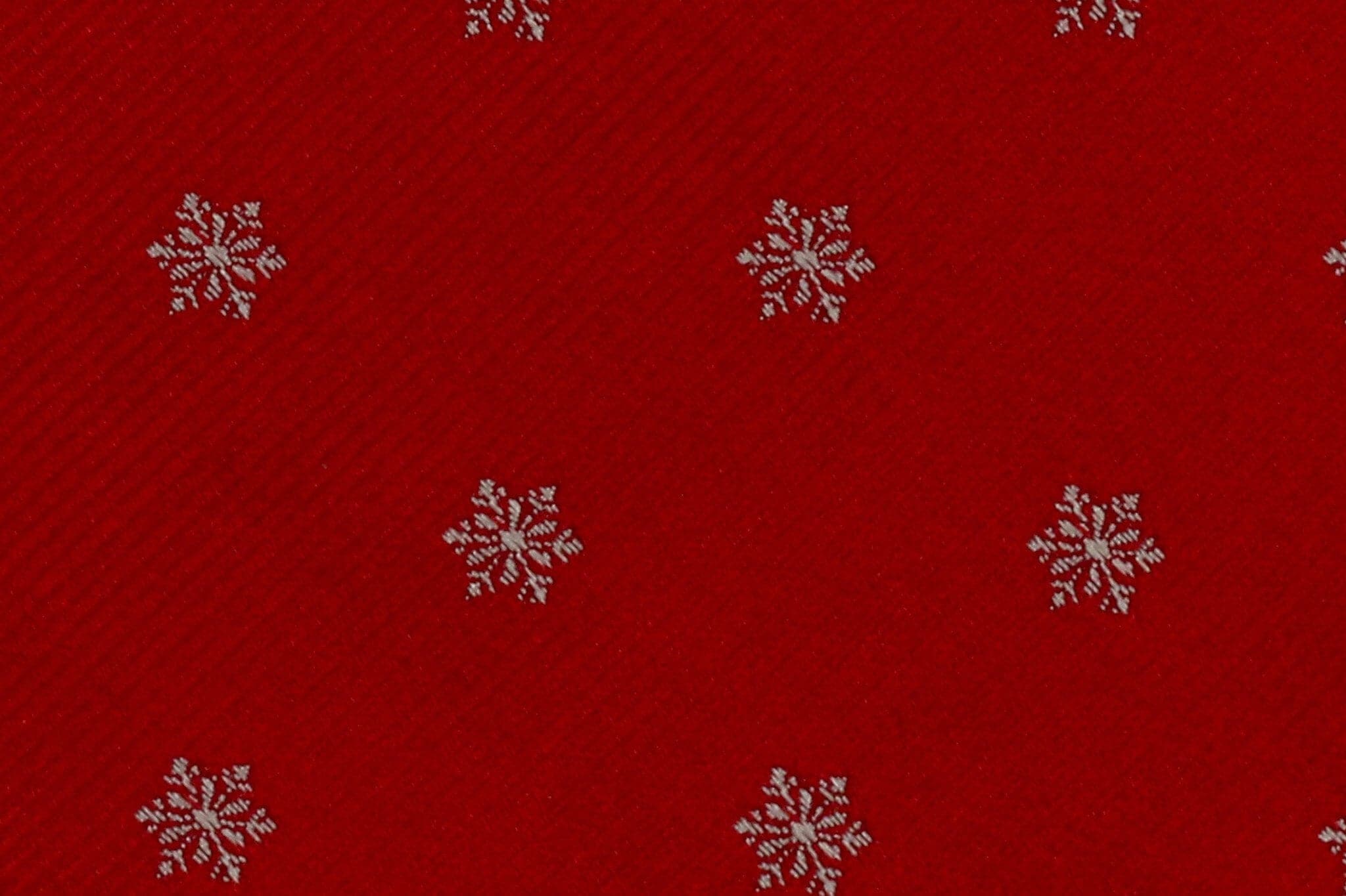 Extra Long Ties - 100% Silk Extra Long Tie With Red Christmas Holiday Snowflake