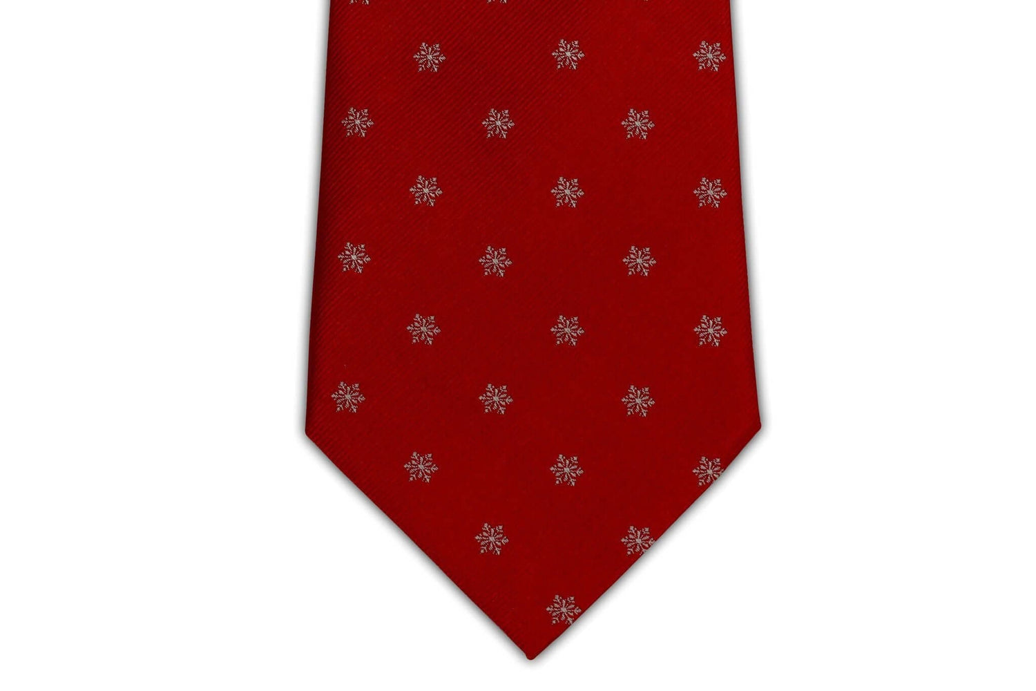 Extra Long Ties - 100% Silk Extra Long Tie With Red Christmas Holiday Snowflake