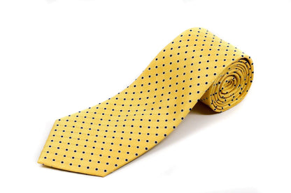 Extra Long Tie for Tall Men - Yellow with Dots