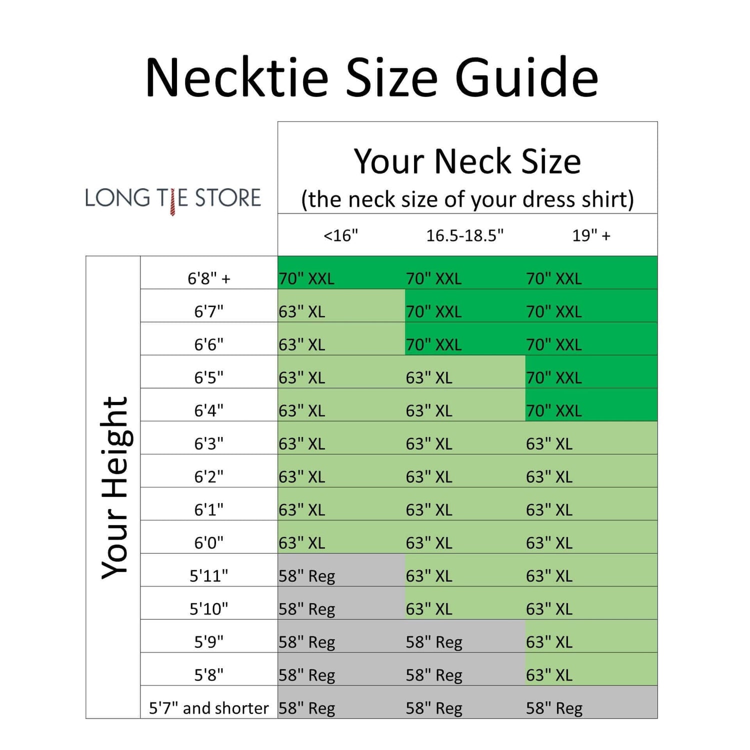 XL tie size guide